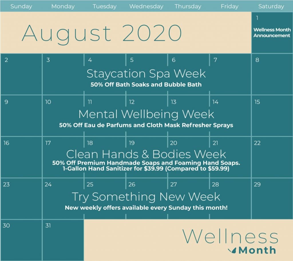 Enfusia Wellness Month Calendar Clean Hands and Bodies